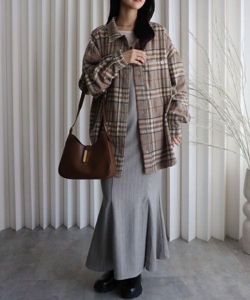 セール】【ニュアンス起毛チェックシャツジャケット】シャツアウター