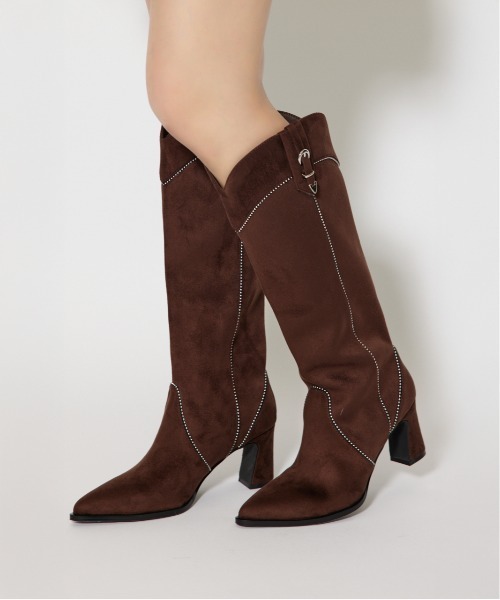 rienda(リエンダ)の「スタッズウエスタンブーツ 靴(ブーツ・レディース・ブラック/ブラウン・SMALL/MEDIUM/LARGE)」の2枚目の写真