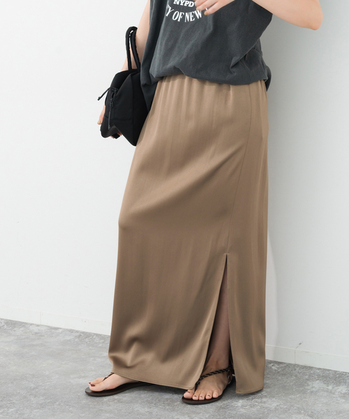 Spick & Span(スピックアンドスパン)の「《追加》サテンイージースカート(スカート・レディース・ブラック/カーキ/ベージュ系その他・36/38)」の3枚目の写真