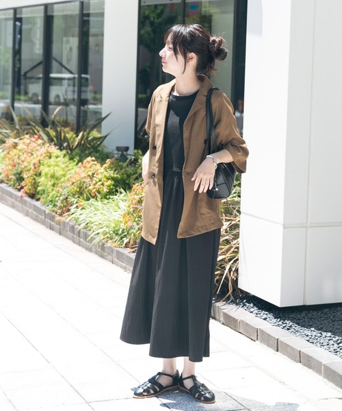 ITEMS URBANRESEARCH(アイテムズ アーバンリサーチ)の「リブドッキングノースリーブワンピース(ワンピース・レディース・グレー系その他/ブラック/カーキ・FREE)」の7枚目の写真