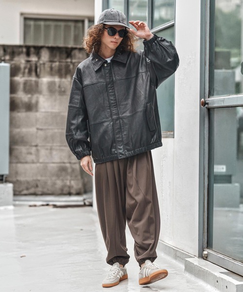 セール】mj10955-Oversized Re Product Leather Rib Blouson ブルゾン