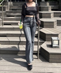 Another Branch olive des olive | 後レースＵＰセミフレアデニム(デニムパンツ)