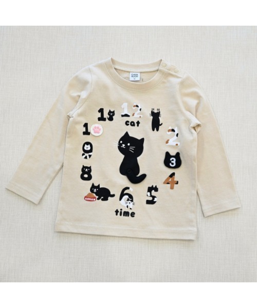 CHEEK ROOM（チークルーム）の「チークルーム ねこ時計　ロングＴシャツ（Tシャツ/カットソー・キッズ・ラベンダー/ピンク/アイボリー・90cm/100cm/110cm/130cm/120cm/80ｃｍ）」の2枚目の写真