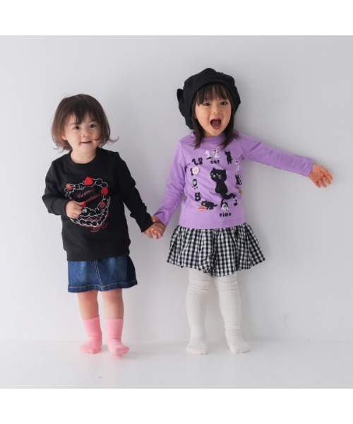 CHEEK ROOM（チークルーム）の「チークルーム ねこ時計　ロングＴシャツ（Tシャツ/カットソー・キッズ・ラベンダー/ピンク/アイボリー・90cm/100cm/110cm/130cm/120cm/80ｃｍ）」の4枚目の写真