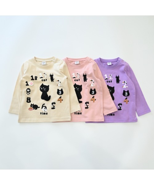CHEEK ROOM（チークルーム）の「チークルーム ねこ時計　ロングＴシャツ（Tシャツ/カットソー・キッズ・ラベンダー/ピンク/アイボリー・90cm/100cm/110cm/130cm/120cm/80ｃｍ）」の10枚目の写真