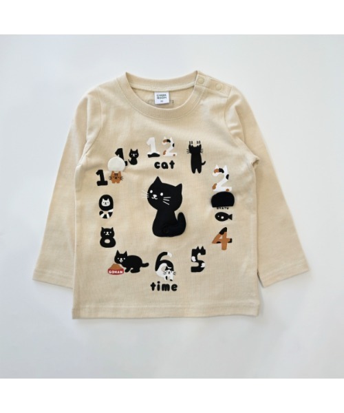 CHEEK ROOM（チークルーム）の「チークルーム ねこ時計　ロングＴシャツ（Tシャツ/カットソー・キッズ・ラベンダー/ピンク/アイボリー・90cm/100cm/110cm/130cm/120cm/80ｃｍ）」の11枚目の写真