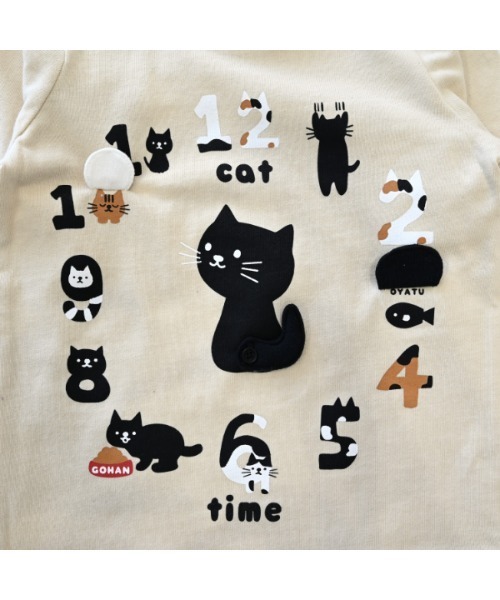 CHEEK ROOM（チークルーム）の「チークルーム ねこ時計　ロングＴシャツ（Tシャツ/カットソー・キッズ・ラベンダー/ピンク/アイボリー・90cm/100cm/110cm/130cm/120cm/80ｃｍ）」の12枚目の写真