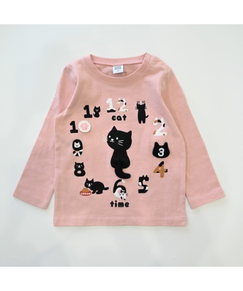 CHEEK ROOM（チークルーム）の「チークルーム ねこ時計　ロングＴシャツ（Tシャツ/カットソー・キッズ・ラベンダー/ピンク/アイボリー・90cm/100cm/110cm/130cm/120cm/80ｃｍ）」の13枚目の写真