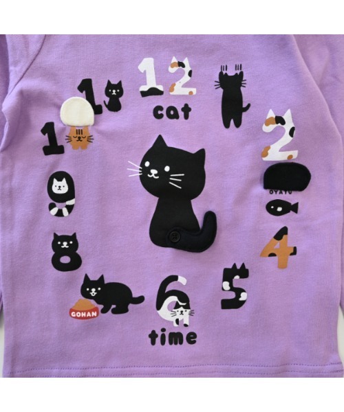 CHEEK ROOM（チークルーム）の「チークルーム ねこ時計　ロングＴシャツ（Tシャツ/カットソー・キッズ・ラベンダー/ピンク/アイボリー・90cm/100cm/110cm/130cm/120cm/80ｃｍ）」の18枚目の写真