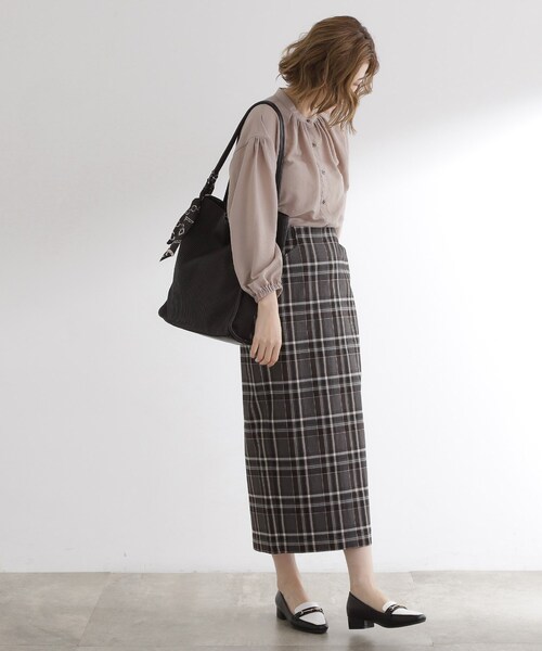 grove（グローブ）の「【A4】プリーツスカーフ付トート（トートバッグ・レディース・シルバー系その他/ライトグレー/ブラック・00）」の9枚目の写真