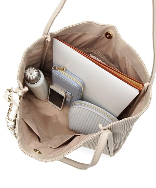 grove（グローブ）の「【A4】プリーツスカーフ付トート（トートバッグ・レディース・シルバー系その他/ライトグレー/ブラック・00）」の20枚目の写真