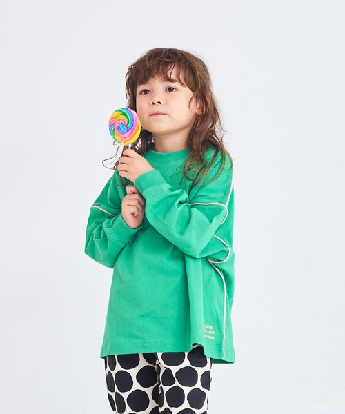 Life Support Products（ライフサポートプロダクツ）の「バイカラーラインロンT（Tシャツ/カットソー・キッズ・ブルー/ホワイト/キャメル/ライトグリーン・80/90/95/100/110/120/130/140/150）」の2枚目の写真