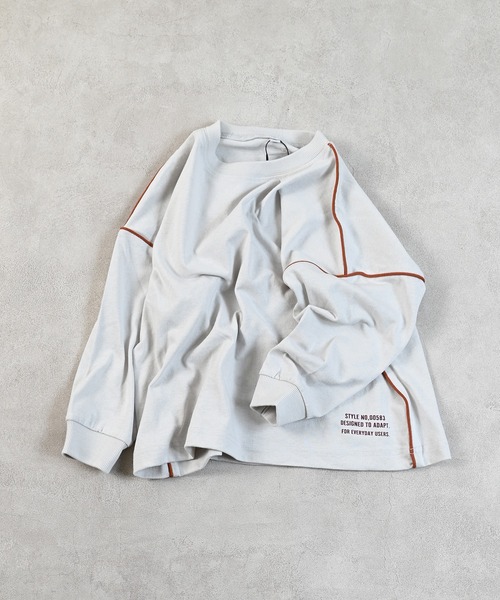 Life Support Products（ライフサポートプロダクツ）の「バイカラーラインロンT（Tシャツ/カットソー・キッズ・ブルー/ホワイト/キャメル/ライトグリーン・80/90/95/100/110/120/130/140/150）」の16枚目の写真