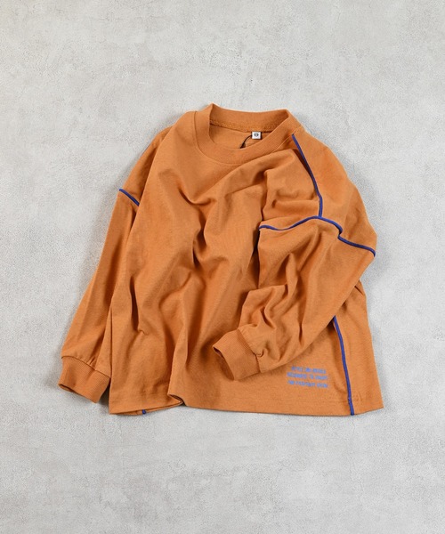 Life Support Products（ライフサポートプロダクツ）の「バイカラーラインロンT（Tシャツ/カットソー・キッズ・ブルー/ホワイト/キャメル/ライトグリーン・80/90/95/100/110/120/130/140/150）」の9枚目の写真