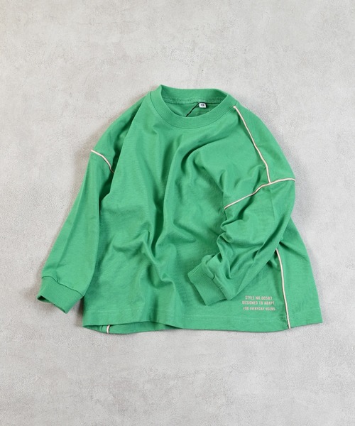 Life Support Products（ライフサポートプロダクツ）の「バイカラーラインロンT（Tシャツ/カットソー・キッズ・ブルー/ホワイト/キャメル/ライトグリーン・80/90/95/100/110/120/130/140/150）」の22枚目の写真