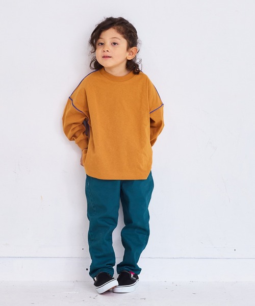 Life Support Products（ライフサポートプロダクツ）の「バイカラーラインロンT（Tシャツ/カットソー・キッズ・ブルー/ホワイト/キャメル/ライトグリーン・80/90/95/100/110/120/130/140/150）」の11枚目の写真