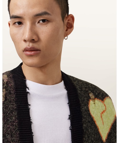 ALLSAINTS(オールセインツ)の「EMOTIVE OVERSIZED JACQUARD CARDIGAN | EMOTIVE オーバーサイズ ジャカード カーディガン(カーディガン/ボレロ・メンズ・ブラック・S/M/L/XS)」の2枚目の写真
