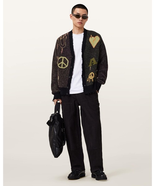 ALLSAINTS(オールセインツ)の「EMOTIVE OVERSIZED JACQUARD CARDIGAN | EMOTIVE オーバーサイズ ジャカード カーディガン(カーディガン/ボレロ・メンズ・ブラック・S/M/L/XS)」の3枚目の写真