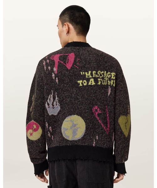 ALLSAINTS(オールセインツ)の「EMOTIVE OVERSIZED JACQUARD CARDIGAN | EMOTIVE オーバーサイズ ジャカード カーディガン(カーディガン/ボレロ・メンズ・ブラック・S/M/L/XS)」の7枚目の写真