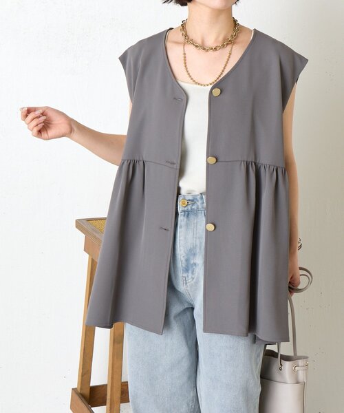 Jena espace merveilleux（ジェナ　エスパスメルヴェイユ）の「【さわゆい企画】ペプラムジレ（ベスト・レディース・グレー/ブラック/ベージュ・FREE）」の7枚目の写真