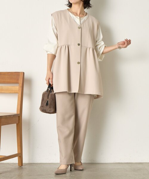 Jena espace merveilleux（ジェナ　エスパスメルヴェイユ）の「【さわゆい企画】ペプラムジレ（ベスト・レディース・グレー/ブラック/ベージュ・FREE）」の15枚目の写真