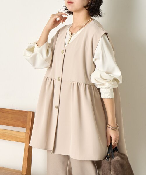 Jena espace merveilleux（ジェナ　エスパスメルヴェイユ）の「【さわゆい企画】ペプラムジレ（ベスト・レディース・グレー/ブラック/ベージュ・FREE）」の20枚目の写真