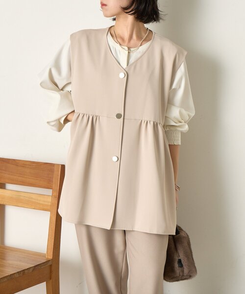 Jena espace merveilleux（ジェナ　エスパスメルヴェイユ）の「【さわゆい企画】ペプラムジレ（ベスト・レディース・グレー/ブラック/ベージュ・FREE）」の22枚目の写真