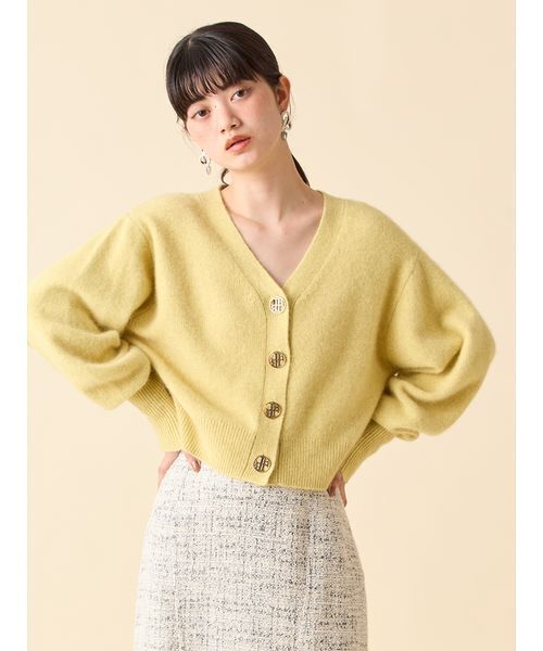 LILY BROWN（リリーブラウン）の「LBロゴフォックスニットカーデ（カーディガン/ボレロ・レディース・ネイビー/イエロー/グレー/アイボリー・F）」の5枚目の写真