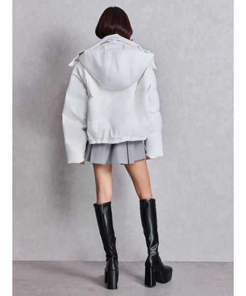 セール】2WAYフェイクレザーミドル丈ダウンコート（ダウン