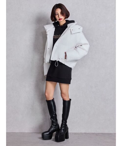 ベストとしても着れる！2WAYフェイクレザーミドル丈ダウンコート