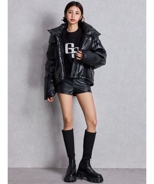 ベストとしても着れる！2WAYフェイクレザーミドル丈ダウンコート