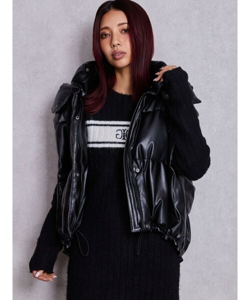 GYDA 2WAYフェイクレザーミドル丈ダウンコート 2WAYフェイクレザーミドル丈ダウンコート[品番：MKSW0066482]｜GYDA