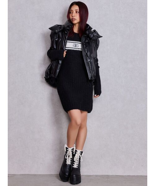 GYDA(ジェイダ)の「ベストとしても着れる!2WAYフェイクレザーミドル丈ダウンコート(ダウンジャケット/コート・レディース・ブラック/オフホワイト・FREE)」の7枚目の写真