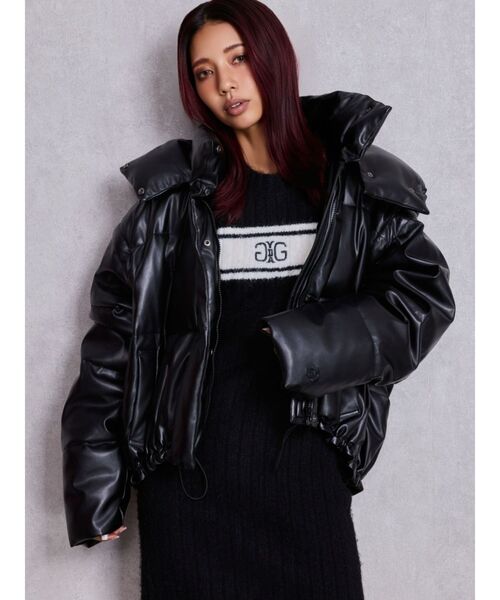 GYDA(ジェイダ)の「ベストとしても着れる!2WAYフェイクレザーミドル丈ダウンコート(ダウンジャケット/コート・レディース・ブラック/オフホワイト・FREE)」の11枚目の写真