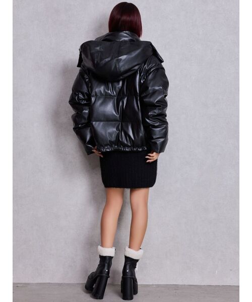 セール】2WAYフェイクレザーミドル丈ダウンコート（ダウン