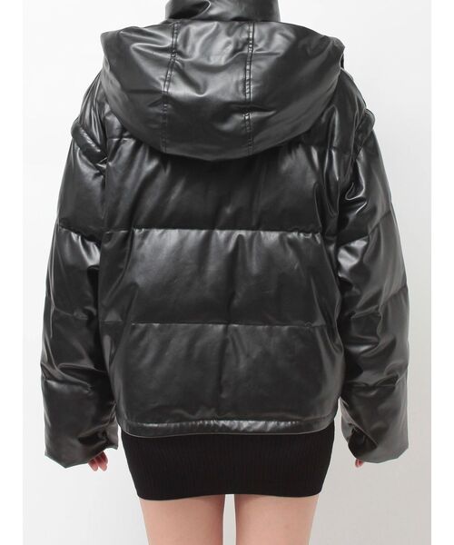 GYDA(ジェイダ)の「ベストとしても着れる!2WAYフェイクレザーミドル丈ダウンコート(ダウンジャケット/コート・レディース・ブラック/オフホワイト・FREE)」の18枚目の写真