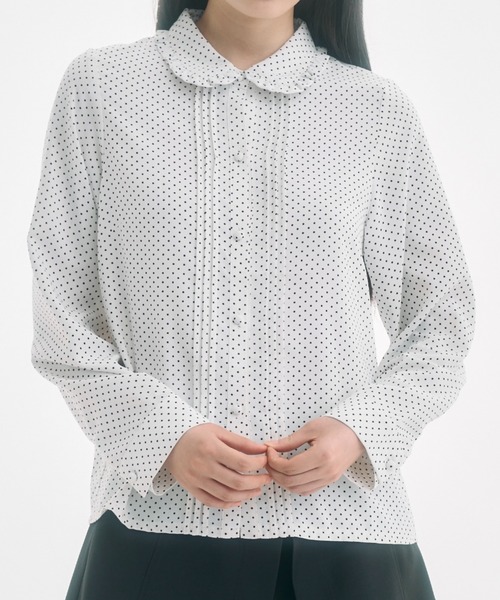 YILON DOT FRILL BLOUSE ドットフリルブラウス　白 Dot frill blouse – YILON
