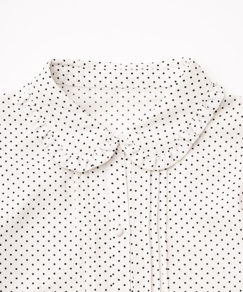 polka dot round collar frill blouse / ドットフリル襟シャツ