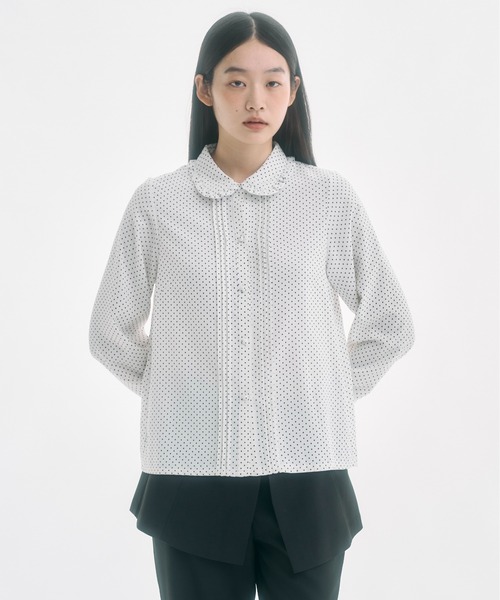 YILON DOT FRILL BLOUSE ドットフリルブラウス　白 Dot frill blouse – YILON