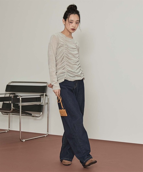 miette(ミエット)の「シアーベロアシャーリングトップス(Tシャツ/カットソー・レディース・ブラック/ネイビー/ライトベージュ・FREE)」の12枚目の写真