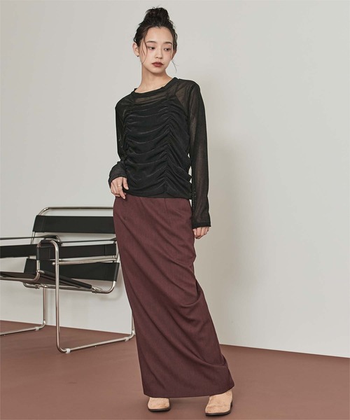 miette(ミエット)の「シアーベロアシャーリングトップス(Tシャツ/カットソー・レディース・ブラック/ネイビー/ライトベージュ・FREE)」の5枚目の写真