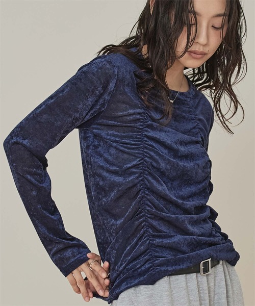 miette(ミエット)の「シアーベロアシャーリングトップス(Tシャツ/カットソー・レディース・ブラック/ネイビー/ライトベージュ・FREE)」の20枚目の写真