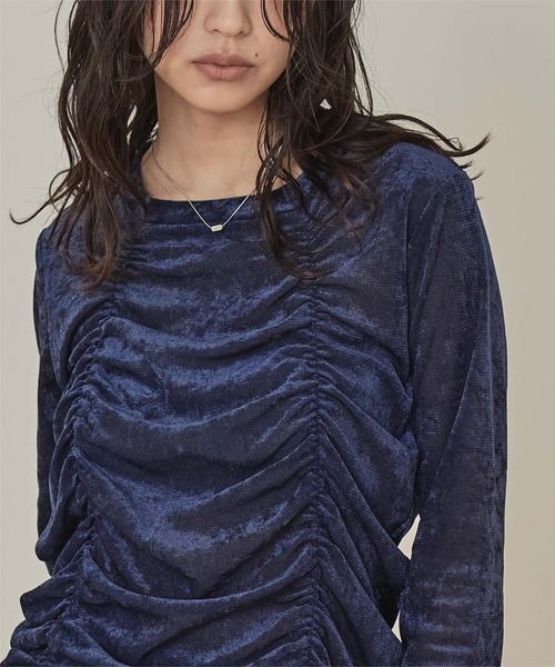 miette(ミエット)の「シアーベロアシャーリングトップス(Tシャツ/カットソー・レディース・ブラック/ネイビー/ライトベージュ・FREE)」の18枚目の写真