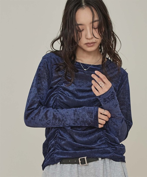miette(ミエット)の「シアーベロアシャーリングトップス(Tシャツ/カットソー・レディース・ブラック/ネイビー/ライトベージュ・FREE)」の22枚目の写真