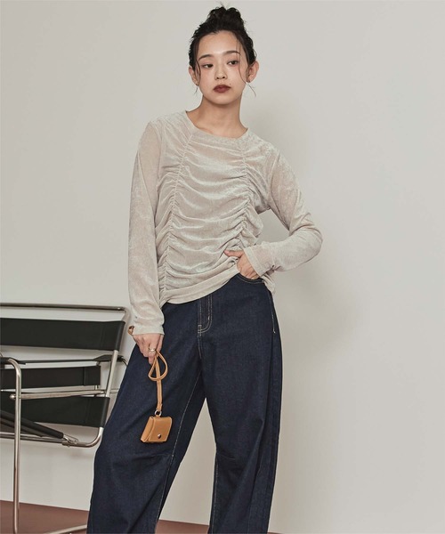 miette(ミエット)の「シアーベロアシャーリングトップス(Tシャツ/カットソー・レディース・ブラック/ネイビー/ライトベージュ・FREE)」の15枚目の写真