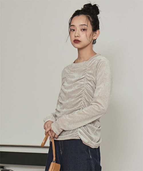miette(ミエット)の「シアーベロアシャーリングトップス(Tシャツ/カットソー・レディース・ブラック/ネイビー/ライトベージュ・FREE)」の17枚目の写真