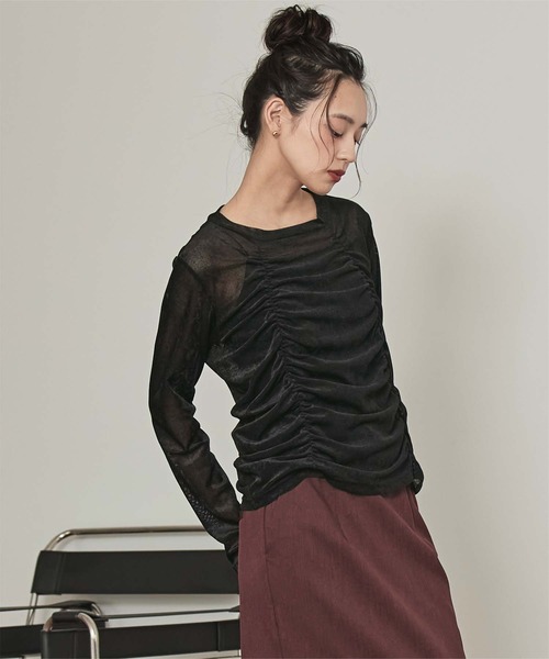 miette(ミエット)の「シアーベロアシャーリングトップス(Tシャツ/カットソー・レディース・ブラック/ネイビー/ライトベージュ・FREE)」の10枚目の写真