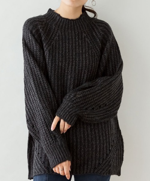 RCD(アールシーディー)の「モヘアライクニットプルオーバー(ニット/セーター・レディース・ライトグレー/ブラウン/ブラック・M-L/4L~5L/LL~3L)」の4枚目の写真