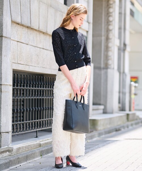 DRESSTERIOR（ドレステリア）の「【洗える/シアー素材】オーバーラップレースハーフスリーブ（カーディガン/ボレロ・レディース・ホワイト/ブラック・34/36/38）」の4枚目の写真