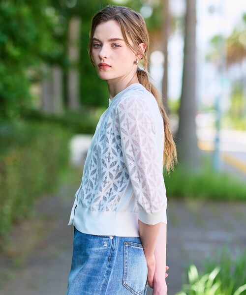 DRESSTERIOR（ドレステリア）の「【洗える/シアー素材】オーバーラップレースハーフスリーブ（カーディガン/ボレロ・レディース・ホワイト/ブラック・34/36/38）」の15枚目の写真